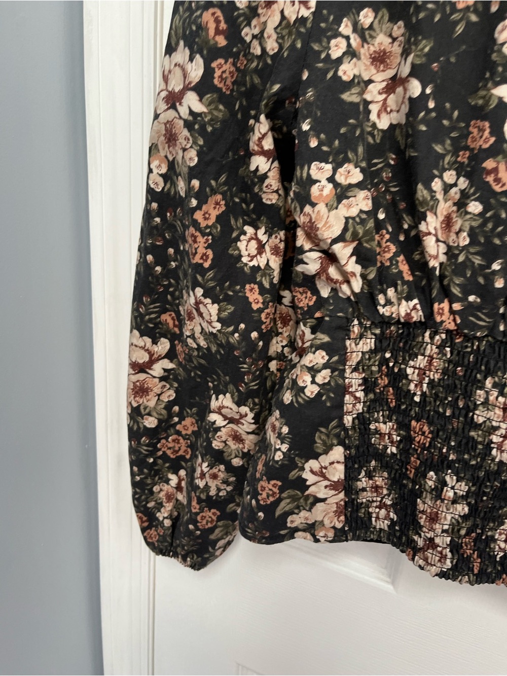 Abercrombie & Fitch Square Neck Blouse M Floral Balloon Sleeve Smock Feminine - Picture 13 of 15